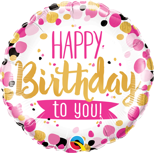 18" ROUND HAPPY BIRTHDAY TO YOU PINK & GOLD FOIL