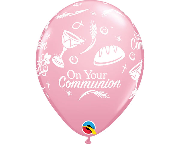 11" RETAIL LATEX COMMUNION SYMBOLS PINK (6 BAGS OF 6 BALLOONS PER BAG)