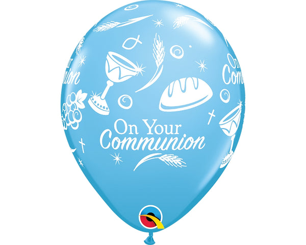 11" RETAIL LATEX COMMUNION SYMBOLS BLUE (6 BAGS OF 6 BALLOONS PER BAG)