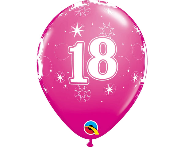 11" RETAIL LATEX AGE 18 SPARKLE BERRY (6 BAGS OF 6 BALLOONS PER PACK)