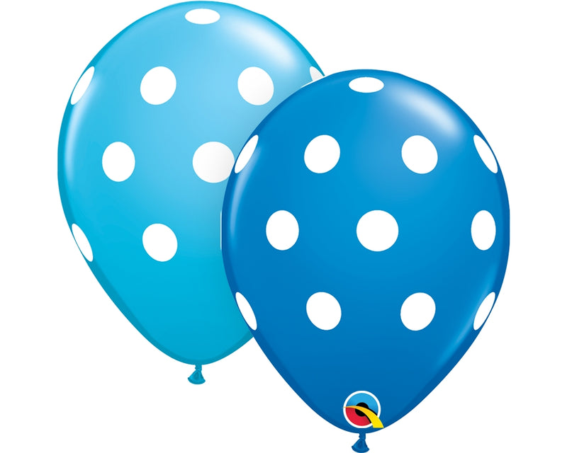 11" ROUND BIG POLKA DOTS DARK BLUE & ROBINS EGG (25 PER BAG)