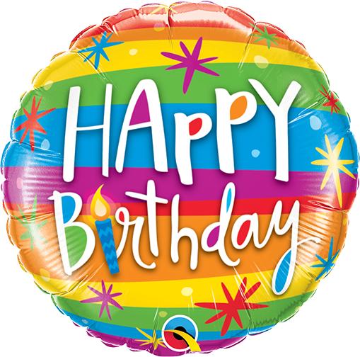9" ROUND BIRTHDAY RAINBOW STRIPES FOIL