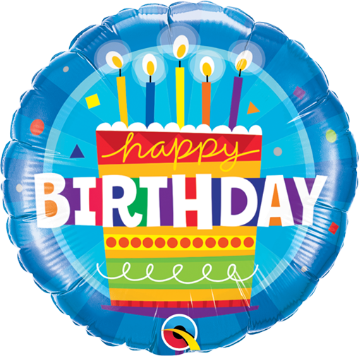 9" ROUND BIRTHDAY CAKE BLUE FOIL