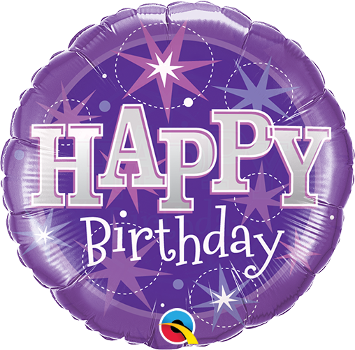 Qualatex 58405 9" Birthday Purple Sparkle Foil