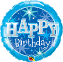 9" ROUND BIRTHDAY BLUE SPARKLE FOIL