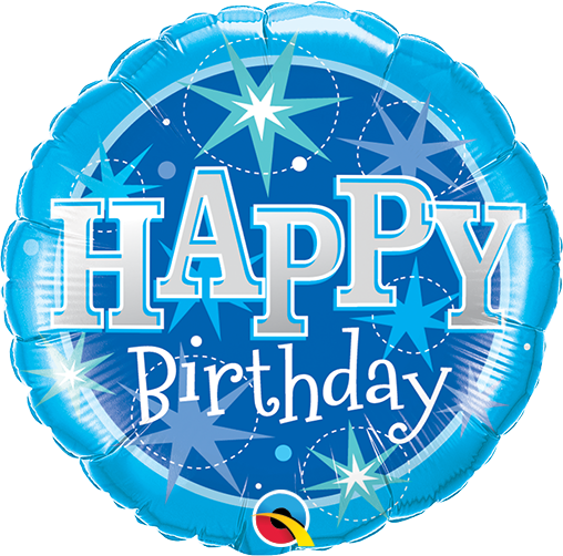 9" ROUND BIRTHDAY BLUE SPARKLE FOIL