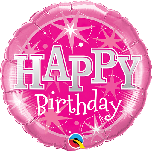 Qualatex 58415 9" Birthday Pink Sparkle Foil
