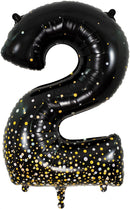 34" NUMBER 2 SPARKLING FIZZ BLACK GOLD HOLOGRAPHIC FOIL