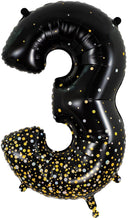 34" NUMBER 3 SPARKLING FIZZ BLACK GOLD HOLOGRAPHIC FOIL
