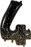 34" NUMBER 4 SPARKLING FIZZ BLACK GOLD HOLOGRAPHIC FOIL