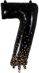 34" NUMBER 7 SPARKLING FIZZ BLACK GOLD HOLOGRAPHIC FOIL