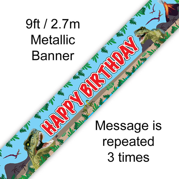 9FT BANNER JURASSIC DINOSAUR HAPPY BIRTHDAY (PACK OF 6)