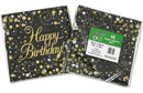 NAPKINS: HAPPY BIRTHDAY SPARKLING FIZZ BLACK & GOLD 33CM X 33CM 3-PLY (16 PER PACK)