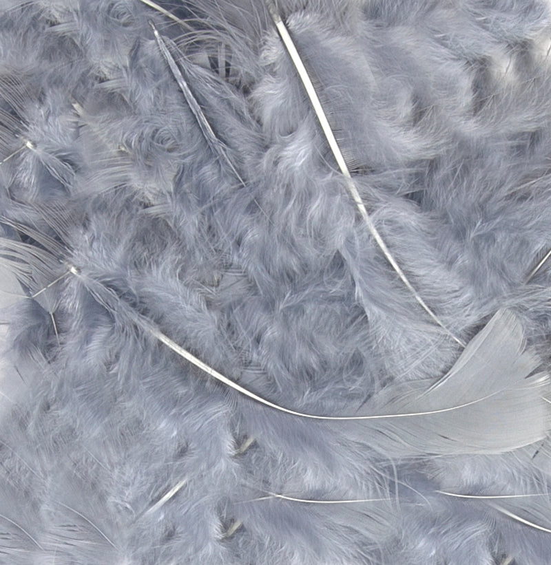 ELEGANZA CRAFT MARABOUT FEATHERS MIXED SIZES 3"-8" 8G BAG SILVER NO.24
