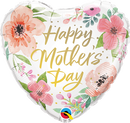 Qualatex 82207 Heart Mother's Day Pink Floral Foil