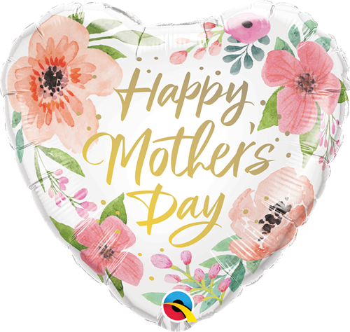 Qualatex 82207 Heart Mother's Day Pink Floral Foil