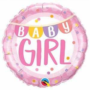 18" ROUND BABY GIRL BANNER & DOTS FOIL