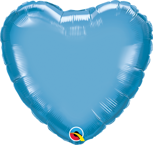 Qualatex 90049 18" Heart Chrome Blue Foil