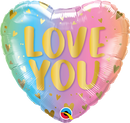 18" HEART LOVE YOU PASTEL OMBRE & HEARTS FOIL