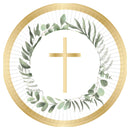 PLATES: BOTANICAL CELEBRATION PAPER PLATES 23CM (8 PER PACK) (FOR COMMUNION OR CONFIRMATION)