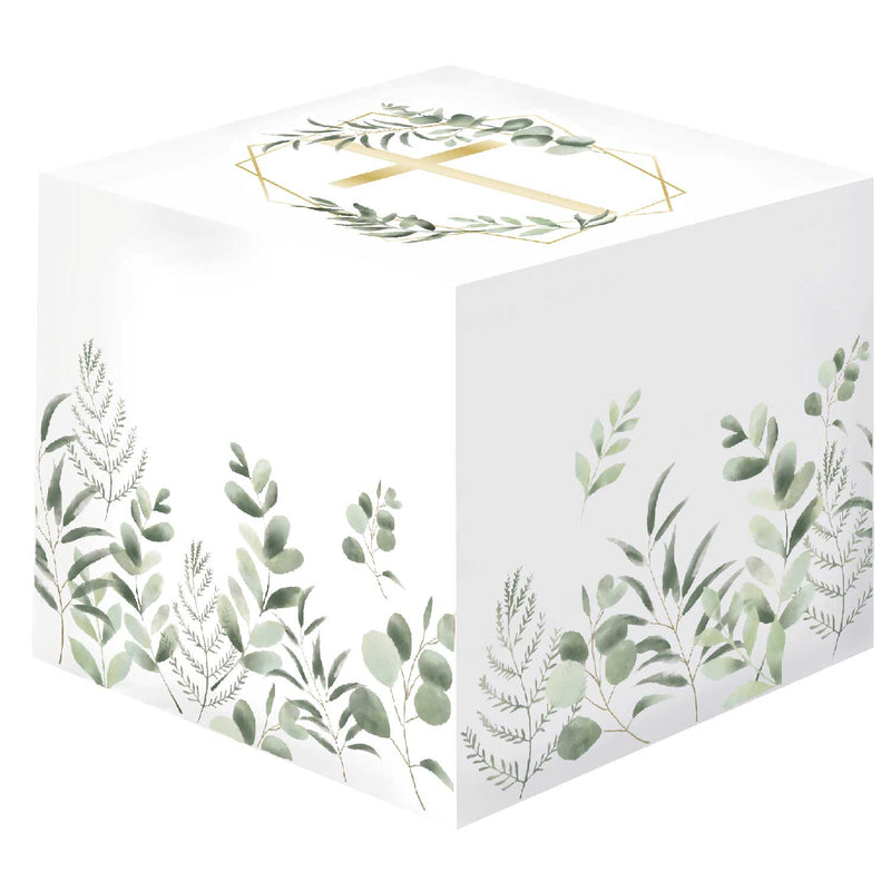 BOX: BOTANICAL CELEBRATION FAVOUR BOXES (8) 63.5mm x 63.5mm x 63.5mm (FOR COMMUNION OR CONFIRMATION)