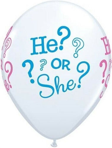 Gender Reveal He Or She Latex Balloons