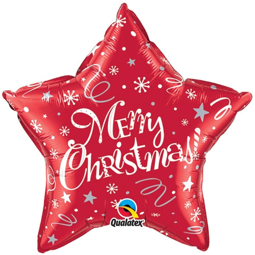 Qualatex 99806 Merry Christmas Star Red Foil