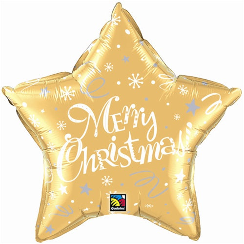 Qualatex 99814 Merry Christmas Star Gold Foil