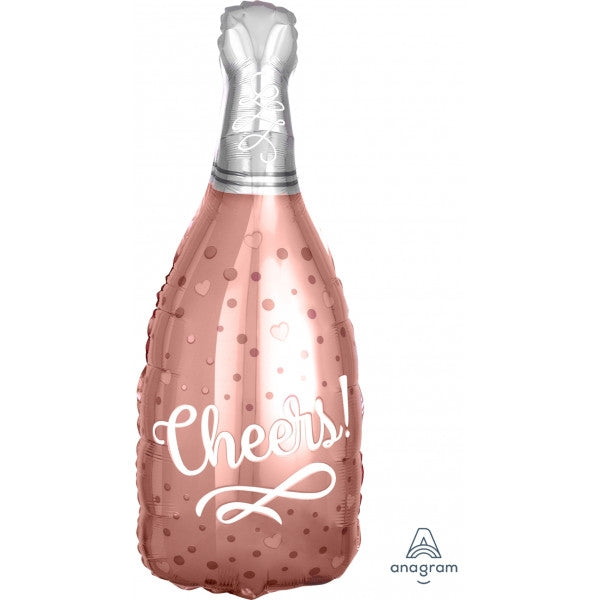 Cheers Champagne Bottle Rose Gold Foil
