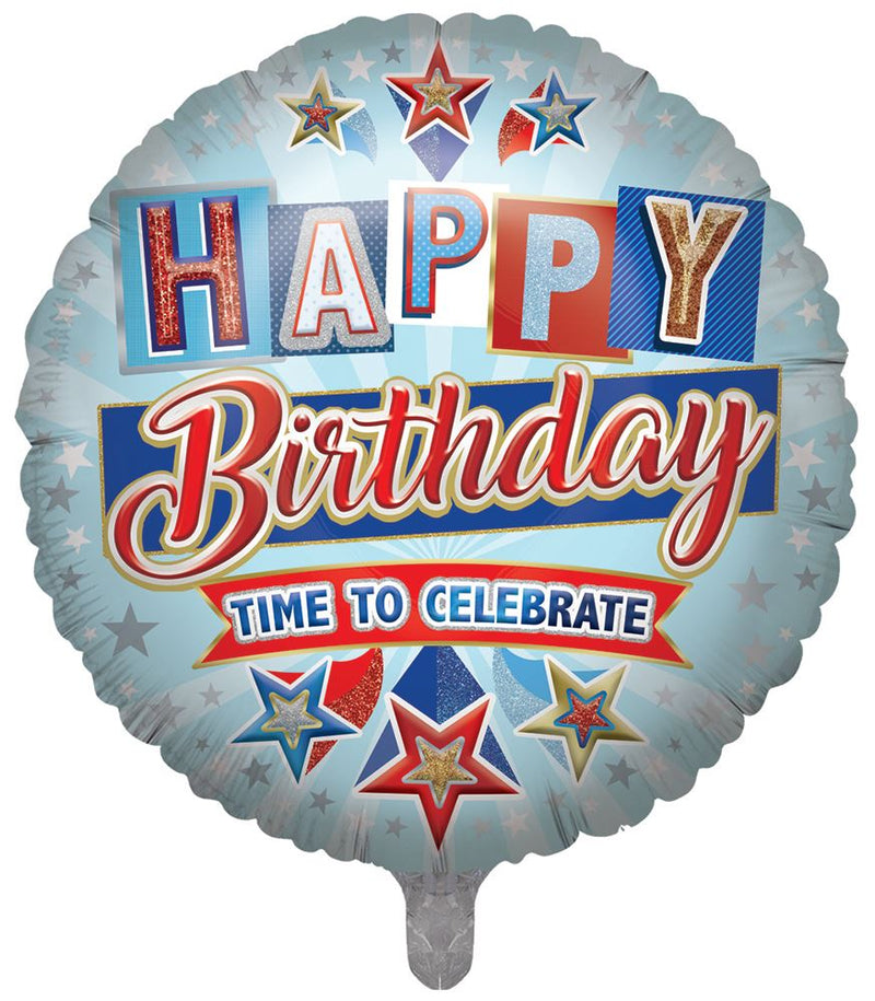 31" JUMBO HAPPY BIRTHDAY TIME TO CELEBRATE BLUE FOIL
