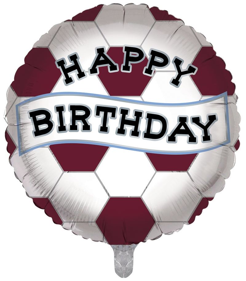 Claret and Blue Soccer Happy Birthday Foil
