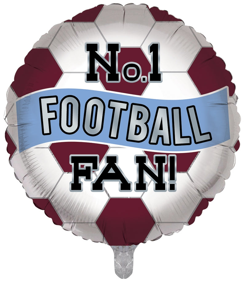 18" ROUND CLARET AND BLUE No. 1 FOOTBALL FAN FOIL