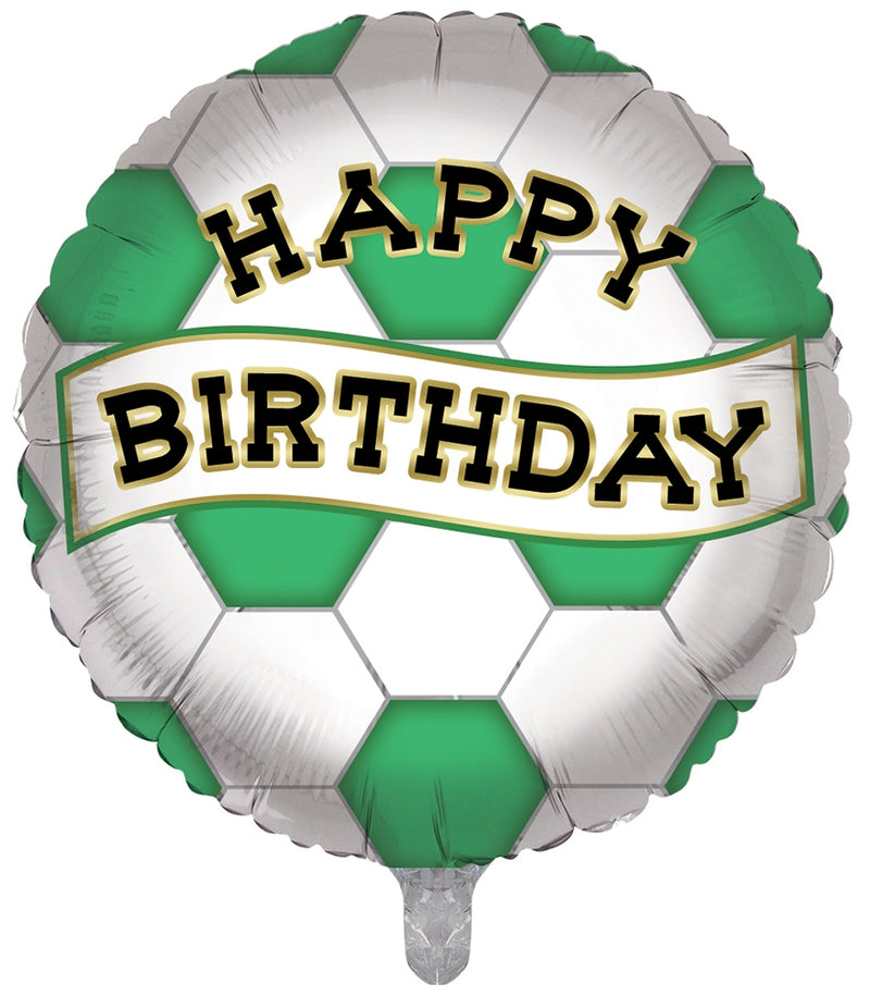 Green and White Soccer Happy Birthday Foil