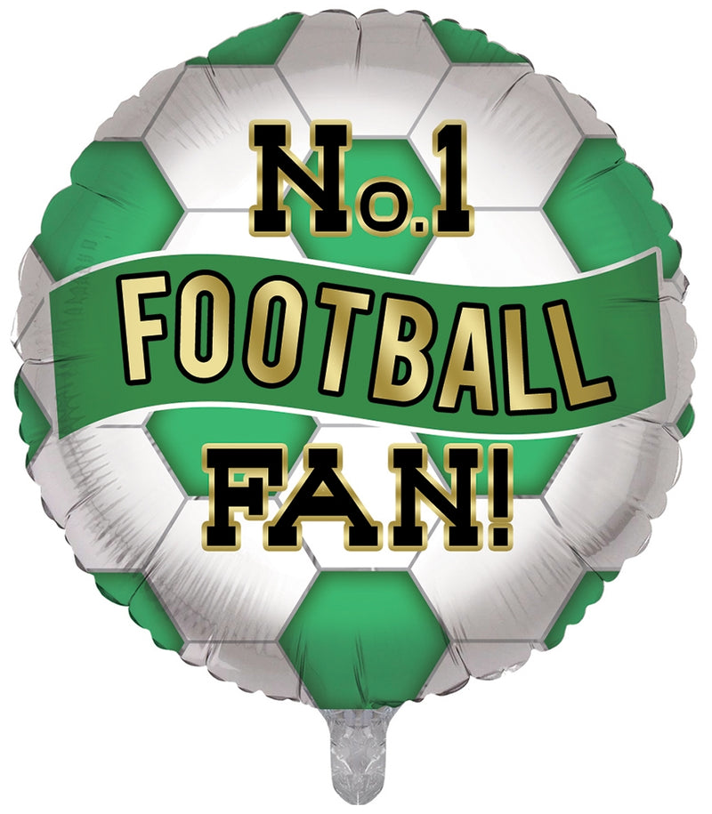 18" ROUND GREEN AND WHITE No. 1 FOOTBALL FAN FOIL