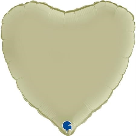 18" Heart Satin Olive Green Foil