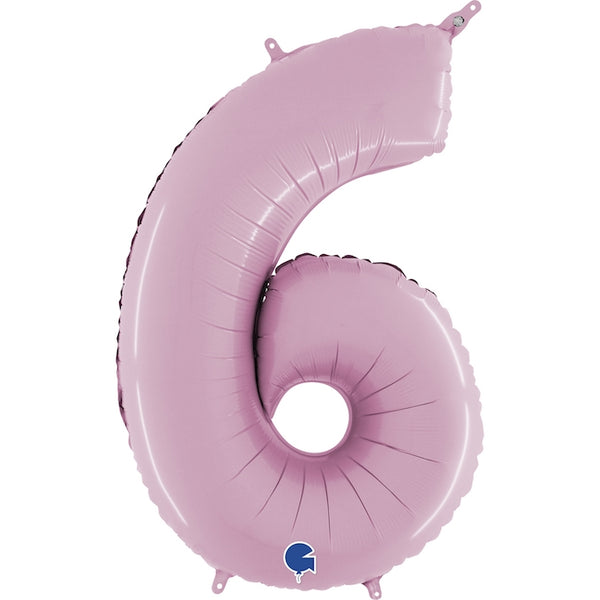 26" NUMBER 6 PASTEL PINK FOIL