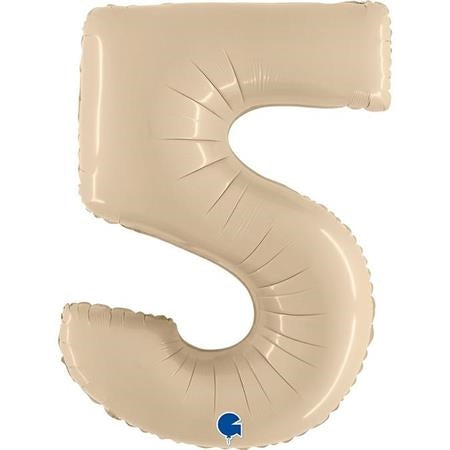 Large Number 5 Satin Cream Foil