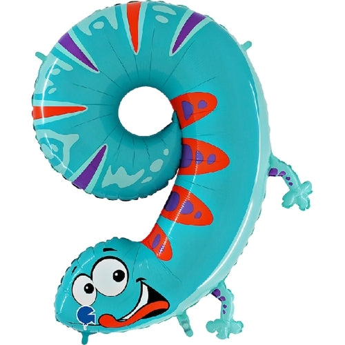 40" ANIMALOONS LARGE NUMBER 9 FOIL GECKO