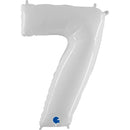 40" LARGE NUMBER 7 SHINY WHITE FLUO FOIL