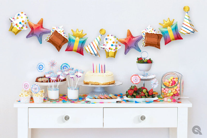 FOIL BALLOON GARLAND: QUALATEX 41" BIRTHDAY GARLAND (AIR-FILL ONLY)