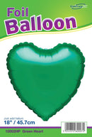 18" GREEN HEARTS PACKAGED FOIL