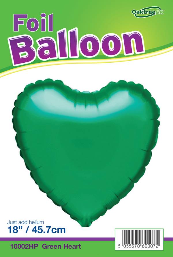 18" GREEN HEARTS PACKAGED FOIL