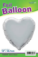 18" SILVER HEART PACKAGED FOIL