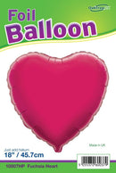 18" FUCHSIA HEART PACKAGED FOIL
