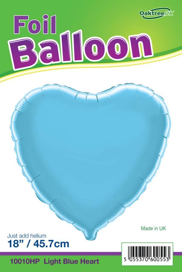 18" LIGHT BLUE HEART PACKAGED FOIL