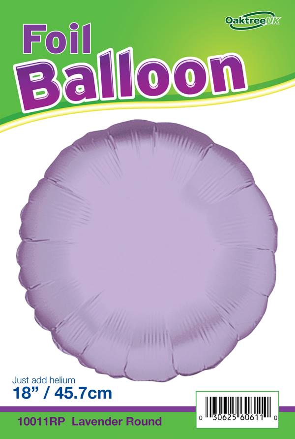 18" PASTEL LAVENDER ROUND PACKAGED FOIL