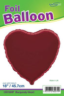18" BURGUNDY HEART PACKAGED FOIL