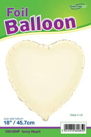 18" IVORY HEART PACKAGED FOIL