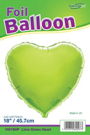 18" LIME GREEN HEART PACKAGED FOIL