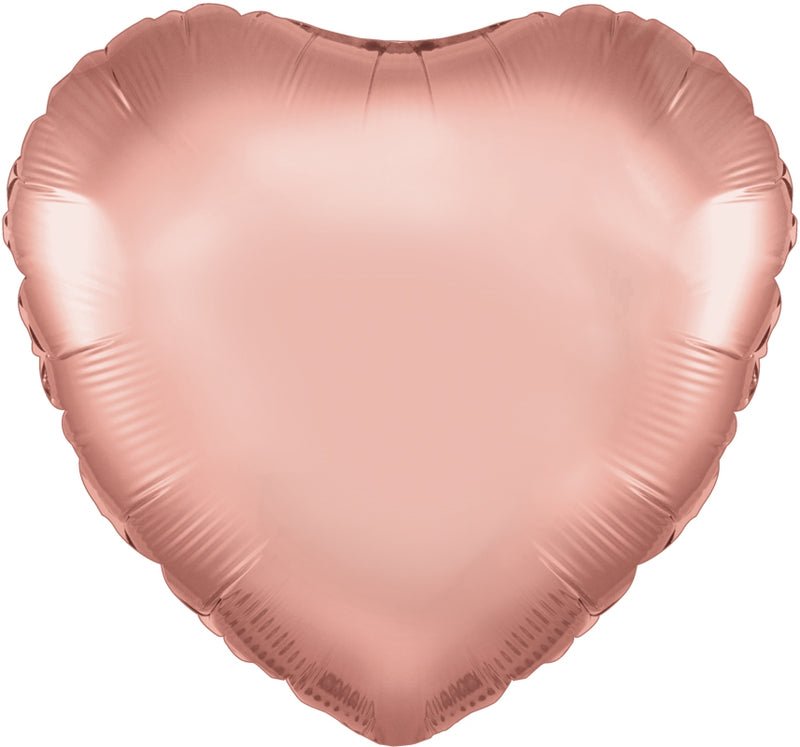 18" ROSE GOLD HEART PACKAGED FOIL